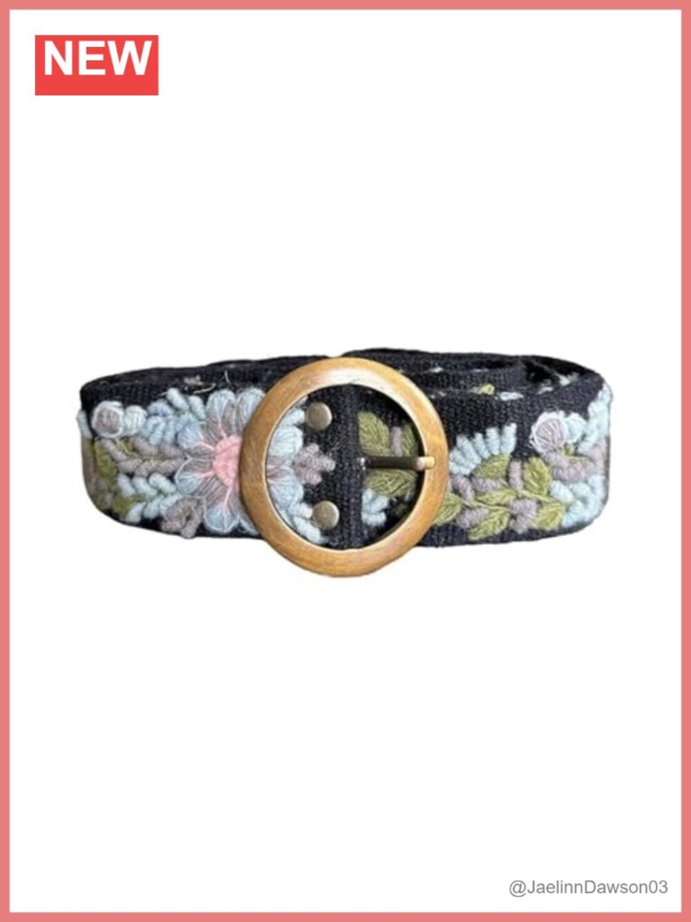 Handmade Embroidered Floral Belt Adjustable Cotton Canvas